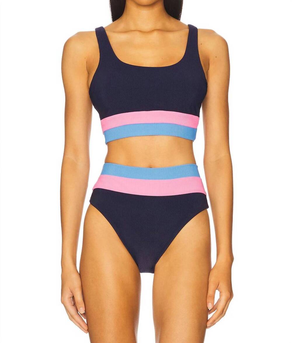 NEW BEACH RIOT mackenzie bikini top in paradise harbor colorblock